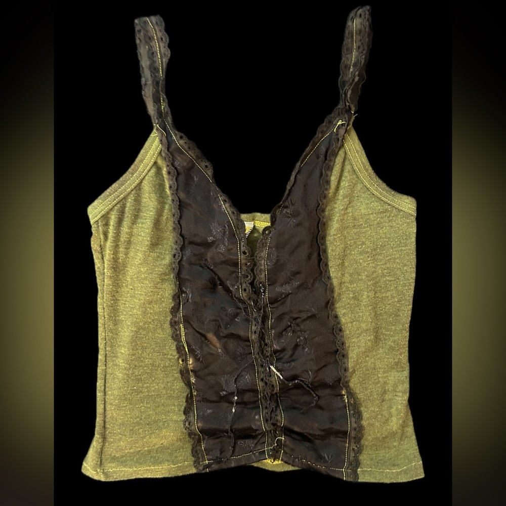 Green and Black fairycore vintage tank top